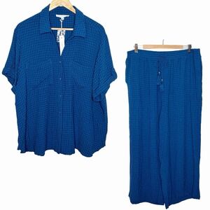 Jane and Delancey Matching Top Crop Pants Set Womens 2X Coastal Lagenlook Resort